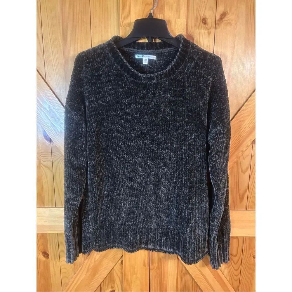 Seven7 Women’s Charcoal Chenille Knit Pullover Sweater Size Medium (5874)